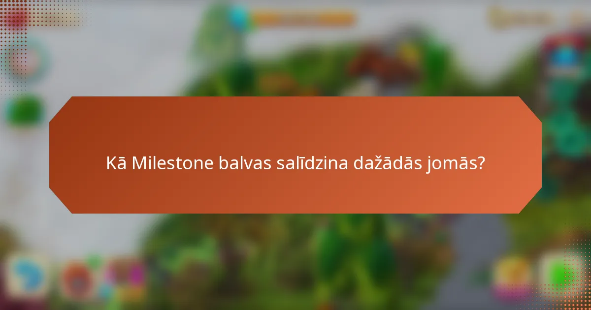 Kā Milestone balvas salīdzina dažādās jomās?