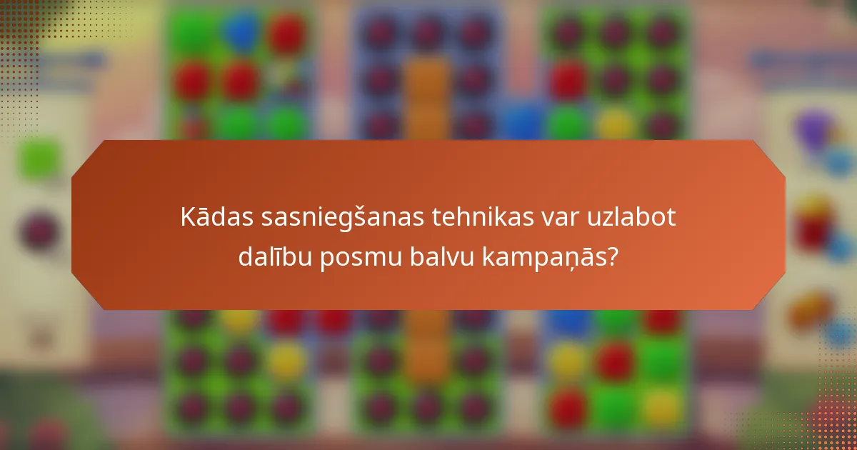 Kādas sasniegšanas tehnikas var uzlabot dalību posmu balvu kampaņās?